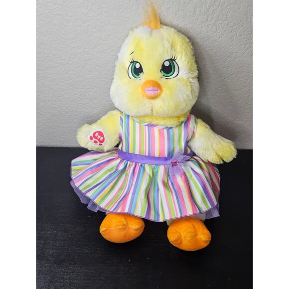 Build a Bear Cheerful Chirps Chick Pastel Dress BABW Baby Chicken Plush Easter - Picture 1 of 7